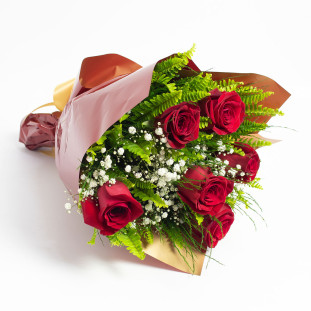 Buquê de 6 Rosas Importadas Vermelho