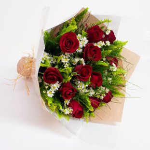 Buquê de 12 Rosas Nacionais - Vermelho